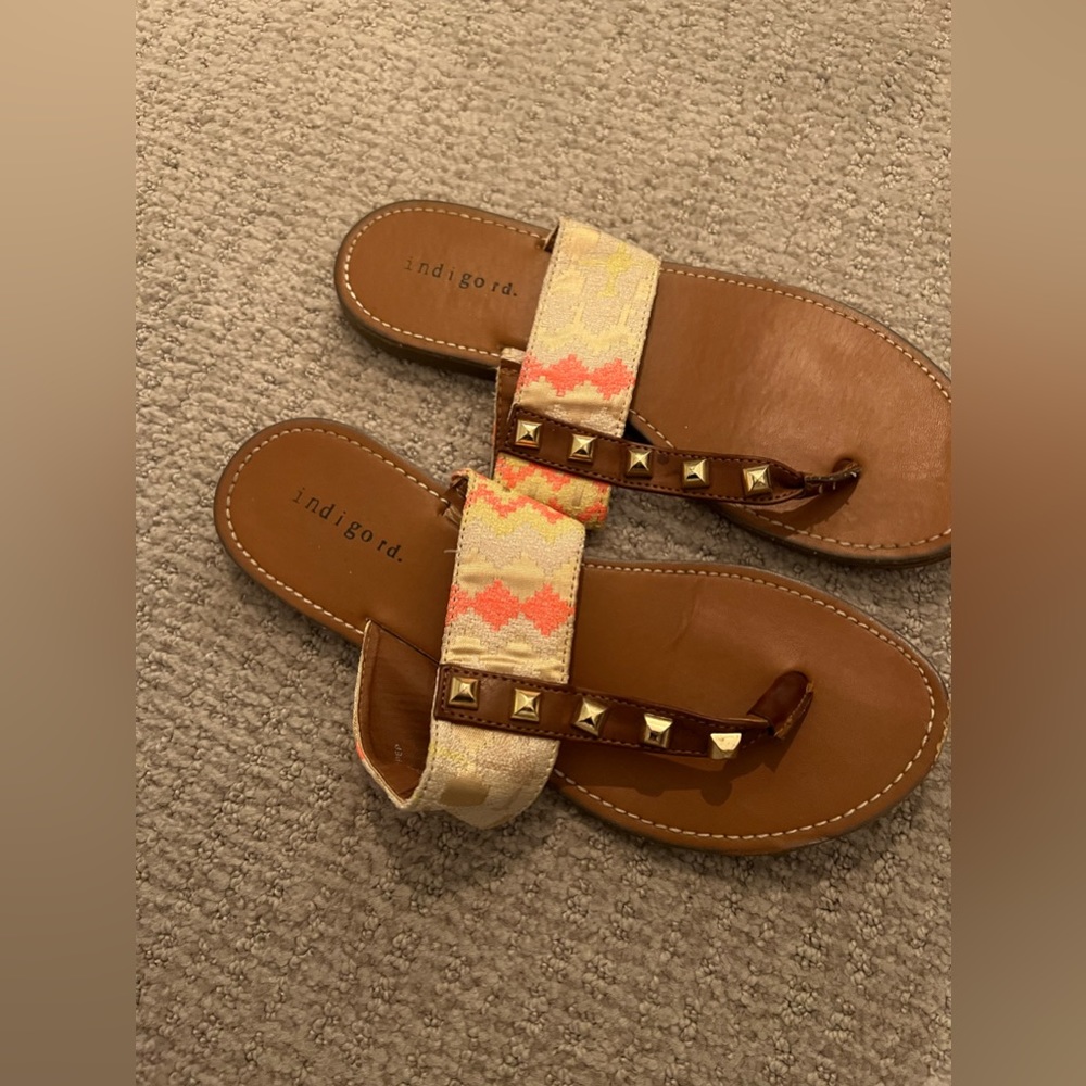Cute studded neon pattern sandals